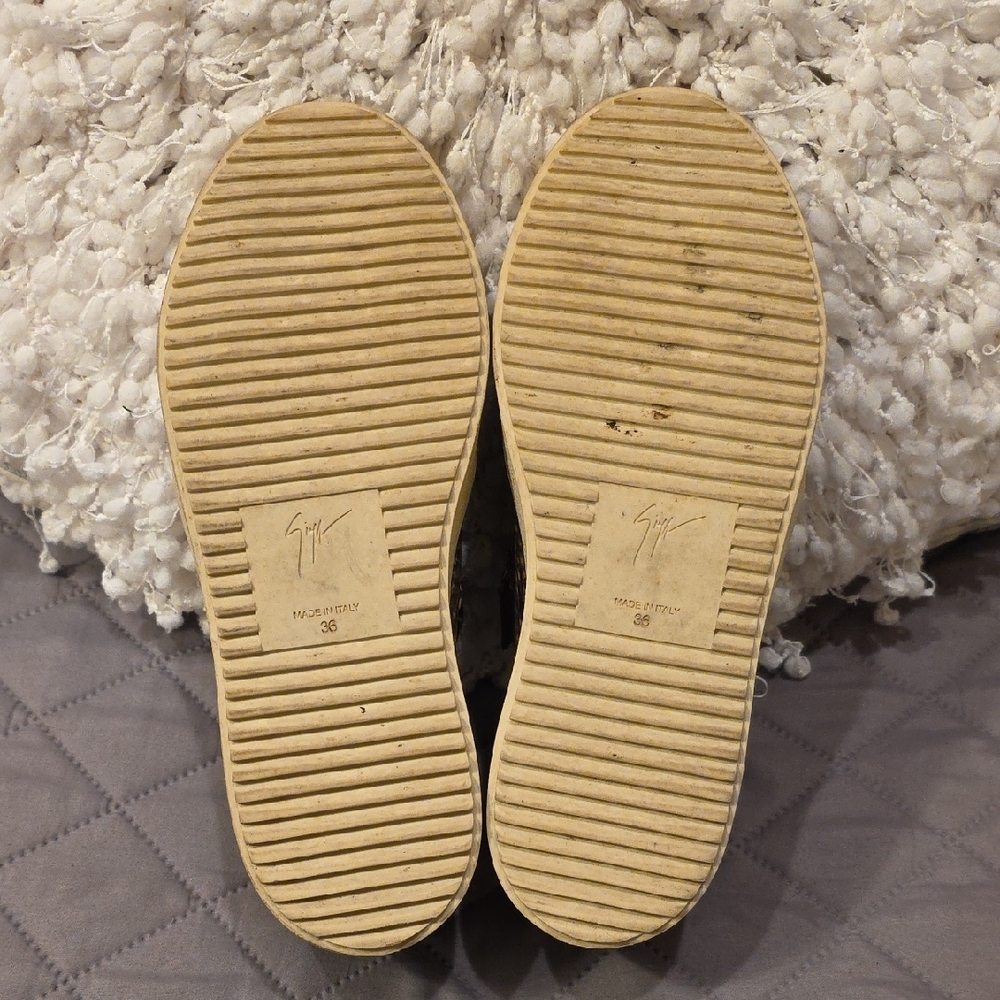 Giuseppe Zanotti Design  Brown and Cream Snakeskin Textured Sneakers - Picture 9 of 16